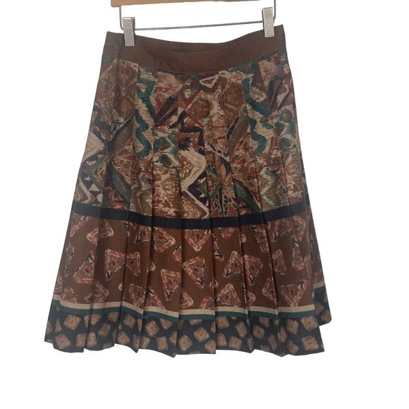 Vintage Toni Garment for CC Magic Pleated Skirt 27in Waist Brown Geometric - Picture 6 of 8